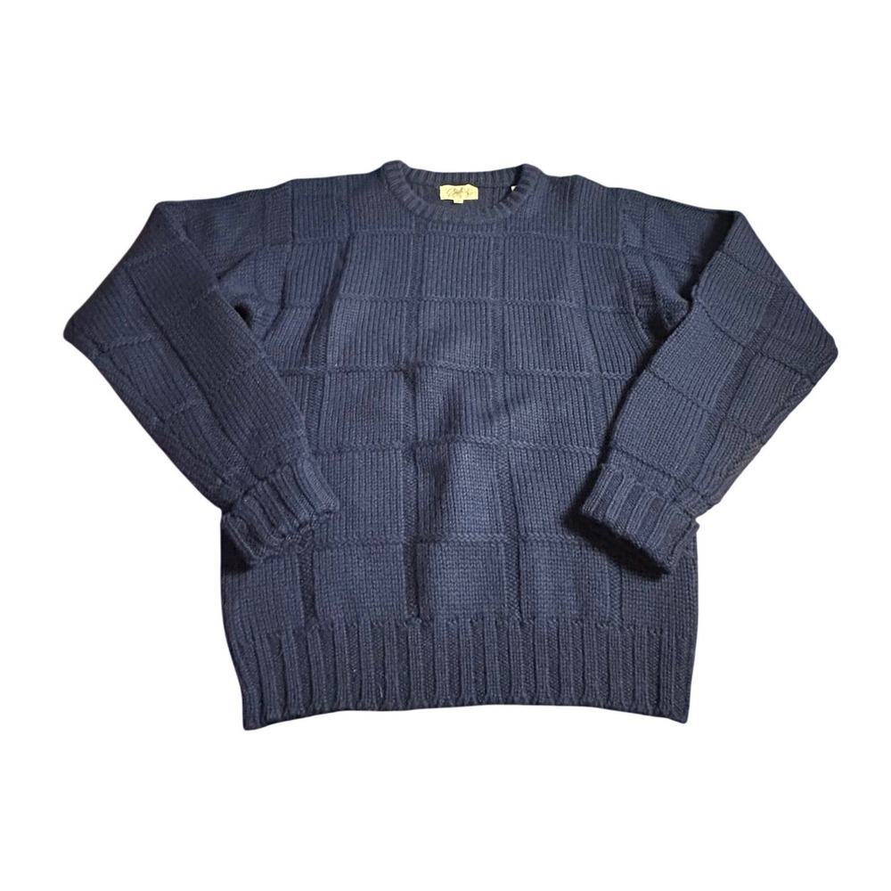 Vintage‎ Dimitri Blue 100% Wool Crew Neck Chunky Grampacore Sweater Men's Size M